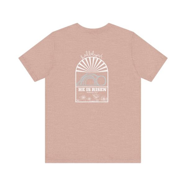 He Is Risen (Matthew 28:6) Arch Rolled Stone T-Shirt - Image 7