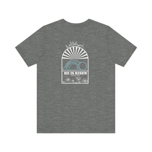 He Is Risen (Matthew 28:6) Arch Rolled Stone T-Shirt
