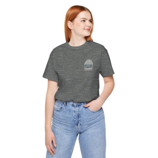 He Is Risen (Matthew 28:6) Arch Rolled Stone T-Shirt - Image 4