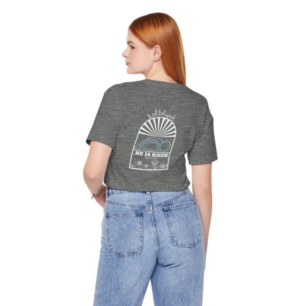 He Is Risen (Matthew 28:6) Arch Rolled Stone T-Shirt - Image 3