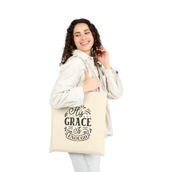 His Grace is Enough Cotton Canvas Tote Bag - Image 3