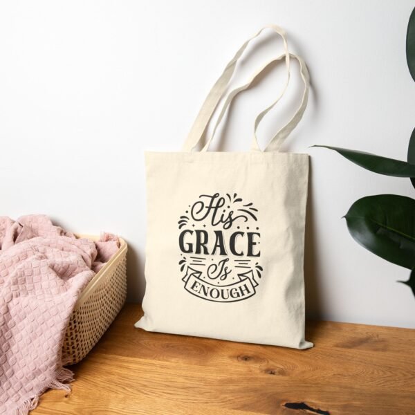 His Grace is Enough Cotton Canvas Tote Bag - Image 4