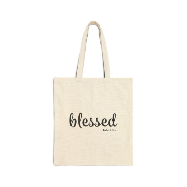 Blessed John 1:16 Cotton Canvas Tote Bag - Image 2
