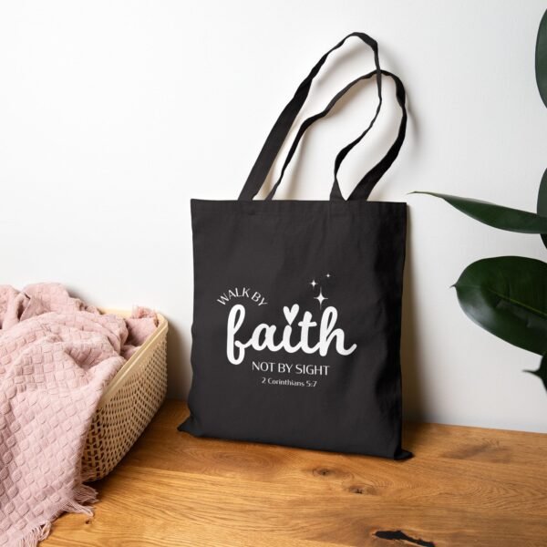 Walk by Faith Not by Sight (2 Corinthians 5:7) Cotton Canvas Tote Bag - Image 5