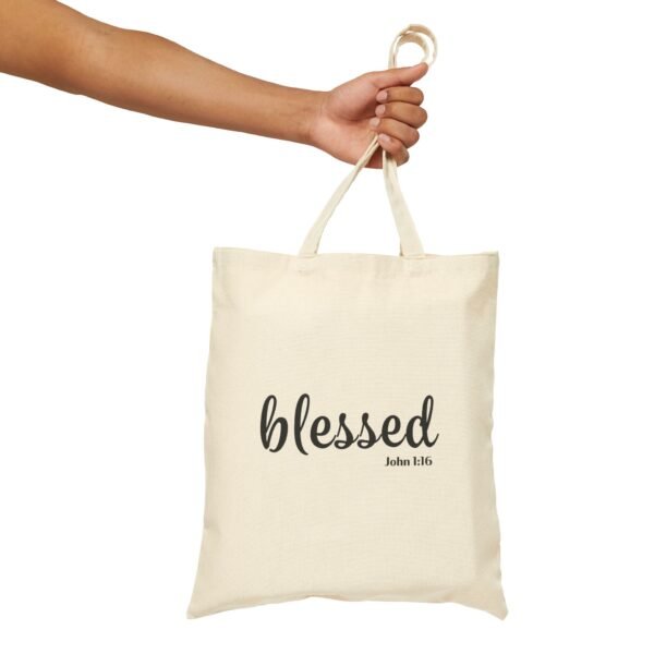 Blessed John 1:16 Cotton Canvas Tote Bag - Image 4