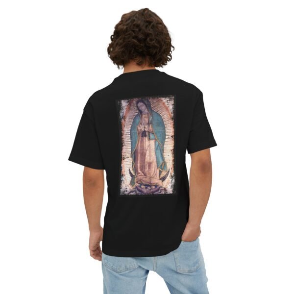 Nuestra Señora de Guadalupe Oversized Boxy Black Front & Back T-shirt - Image 3