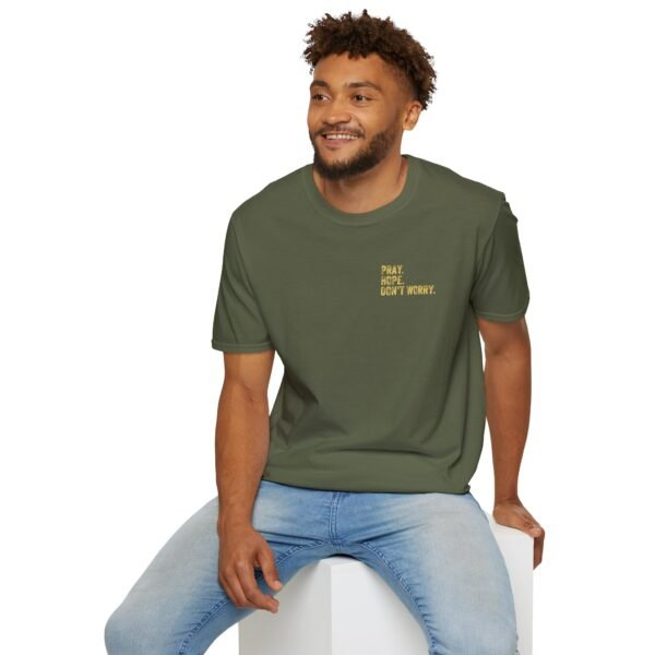 Pray Hope Don't Worry Padre Pio Distressed T-Shirt - Image 11