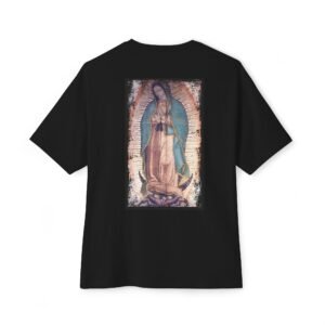 Nuestra Señora de Guadalupe Oversized Boxy Black Front & Back T-shirt