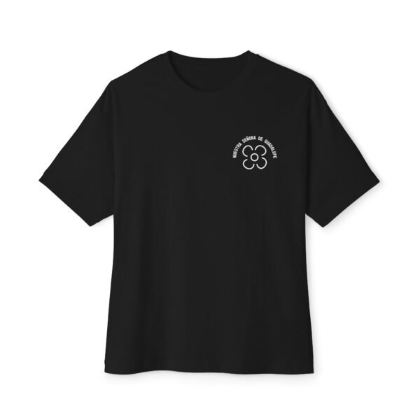 Nuestra Señora de Guadalupe Oversized Boxy Black Front & Back T-shirt - Image 2