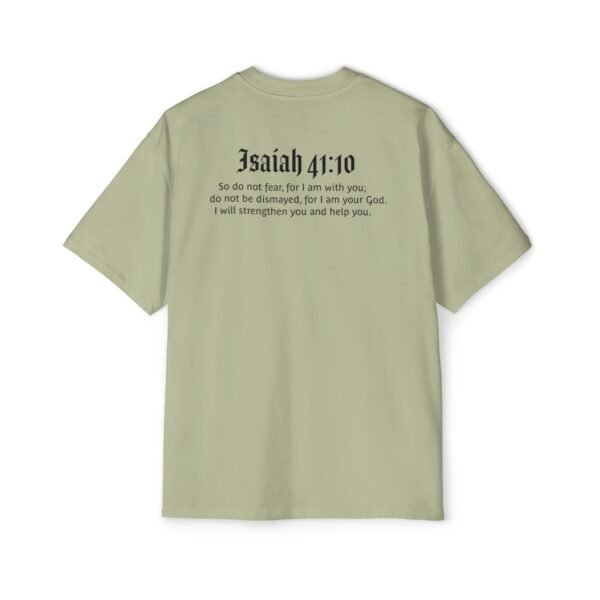 Man of Faith & Isaiah 41:10 Men's Heavy Oversized T-Shirt - Image 4