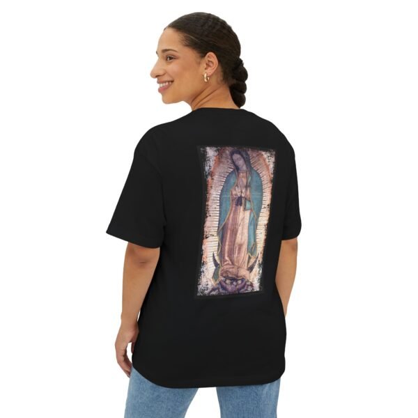 Nuestra Señora de Guadalupe Oversized Boxy Black Front & Back T-shirt - Image 5