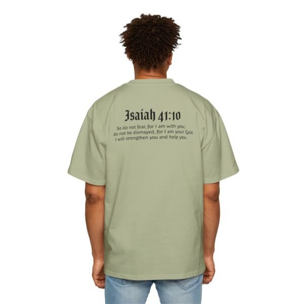 Man of Faith & Isaiah 41:10 Men's Heavy Oversized T-Shirt - Image 6