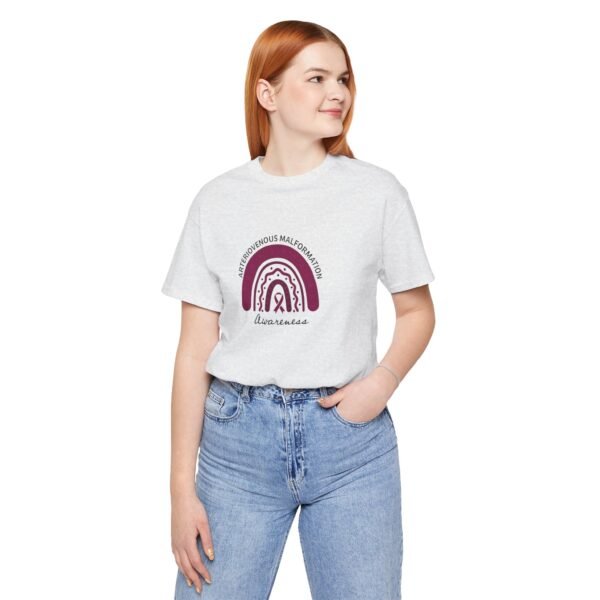 Arteriovenous Malformation (AVM) Awareness Rainbow Ribbon T-Shirt - Image 6