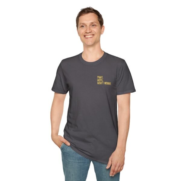 Pray Hope Don't Worry Padre Pio Distressed T-Shirt - Image 4
