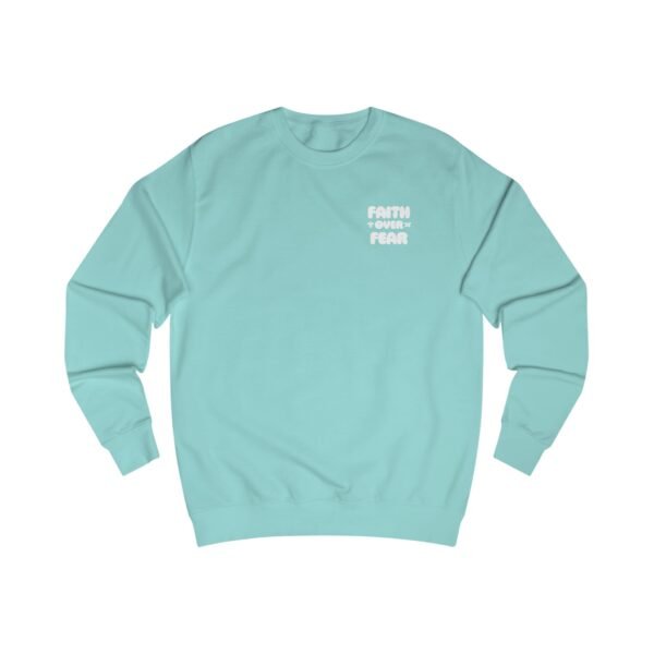 Faith Over Fear (Psalm 56:3) Bubbly Font & Flowers Crewneck Sweatshirt - Image 2