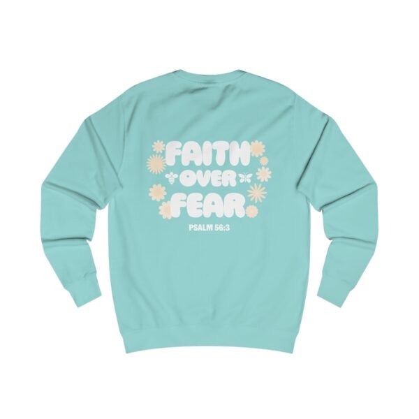 Faith Over Fear (Psalm 56:3) Bubbly Font & Flowers Crewneck Sweatshirt