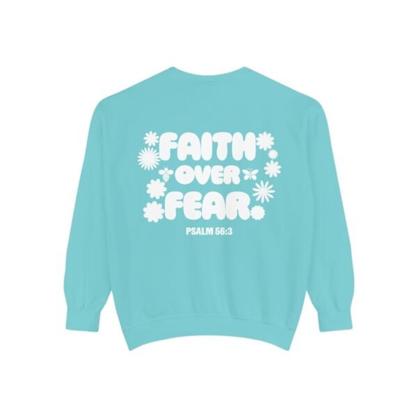Faith Over Fear (Psalm 56:3) Flowers Comfort Colors Garment-Dyed Sweatshirt - Image 5
