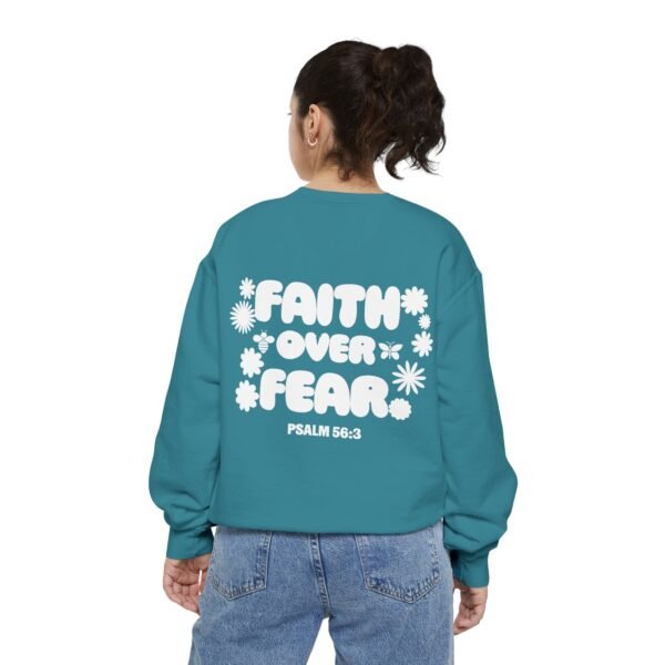 Faith Over Fear (Psalm 56:3) Flowers Comfort Colors Garment-Dyed Sweatshirt - Image 10