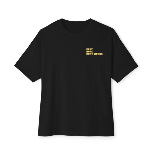 Pray Hope Don't Worry (Padre Pio) Oversized Boxy Front & Back T-Shirt - Image 5