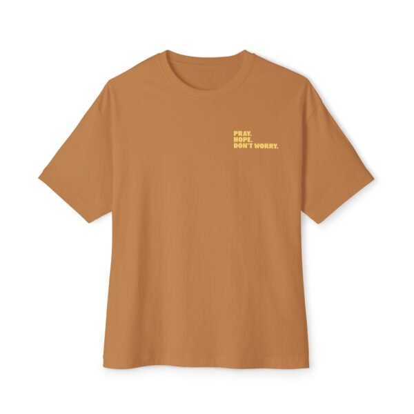 Pray Hope Don't Worry (Padre Pio) Oversized Boxy Front & Back T-Shirt - Image 2