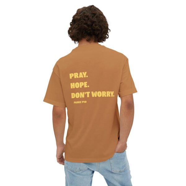 Pray Hope Don't Worry (Padre Pio) Oversized Boxy Front & Back T-Shirt - Image 4