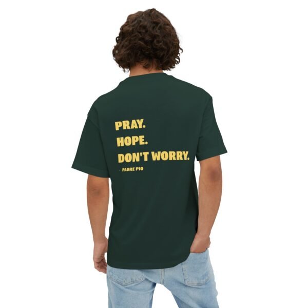Pray Hope Don't Worry (Padre Pio) Oversized Boxy Front & Back T-Shirt - Image 10