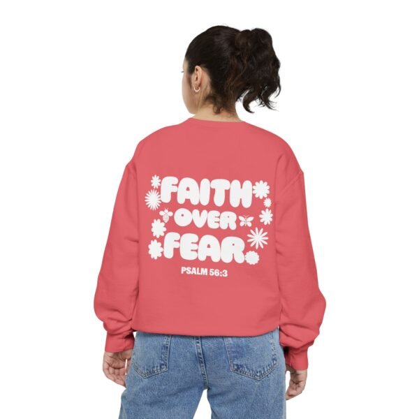 Faith Over Fear (Psalm 56:3) Flowers Comfort Colors Garment-Dyed Sweatshirt - Image 3