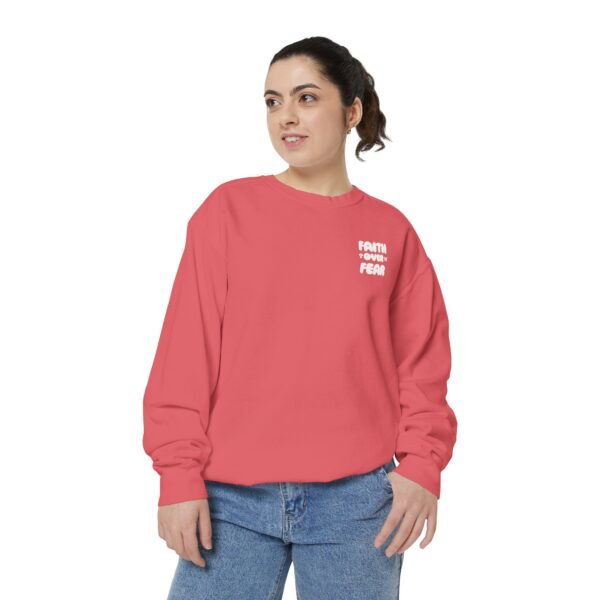 Faith Over Fear (Psalm 56:3) Flowers Comfort Colors Garment-Dyed Sweatshirt - Image 4