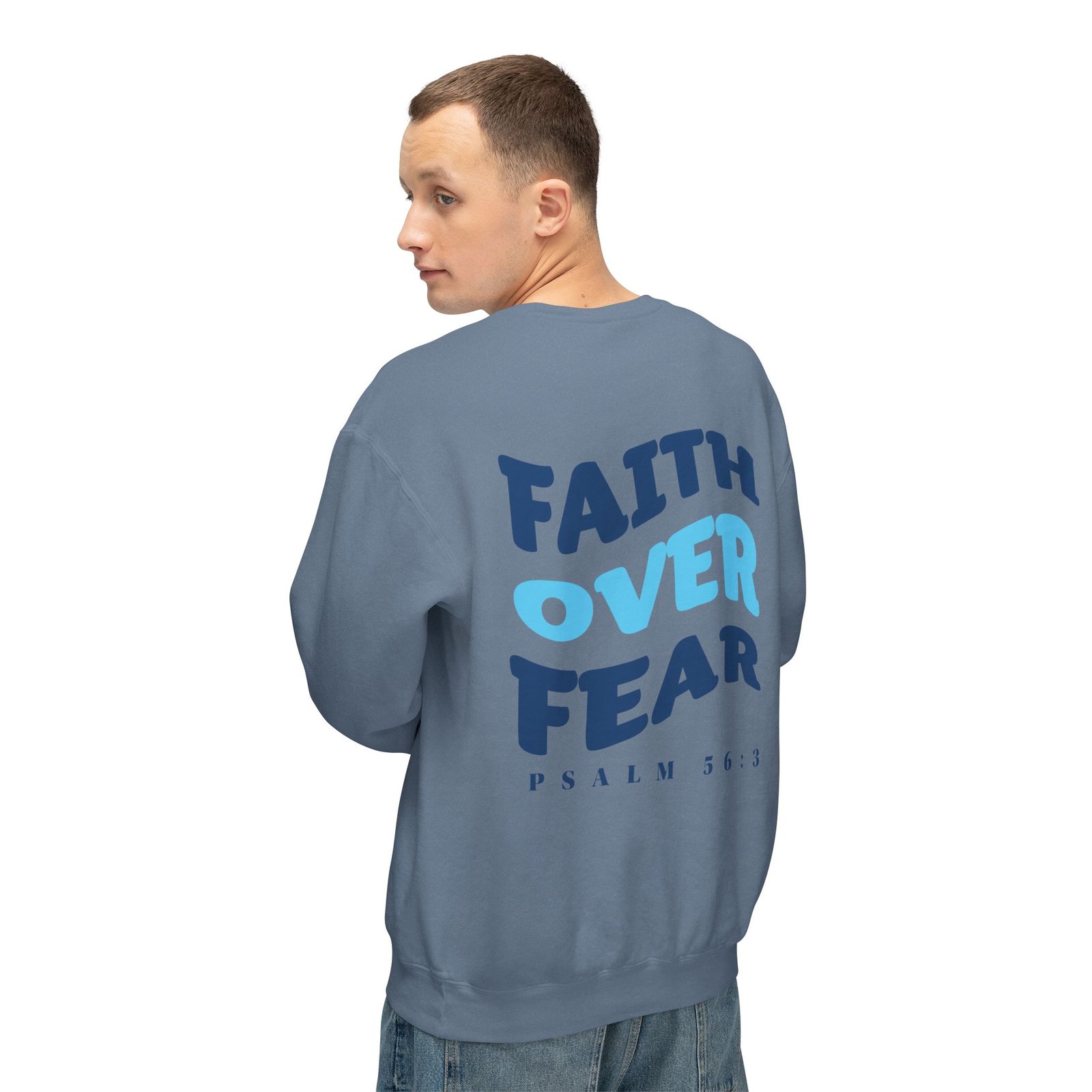 Faith Over Fear (Psalm 56:3) Warp Lightweight Crewneck Sweatshirt - Image 7