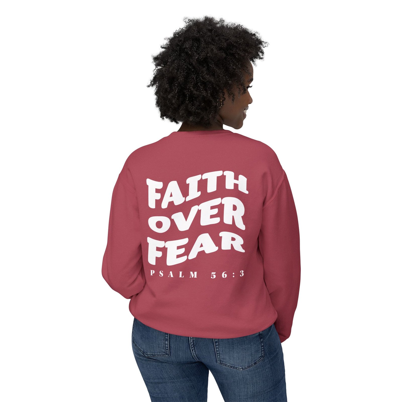 Faith Over Fear (Psalm 56:3) Warp Lightweight Crewneck Sweatshirt - Image 16