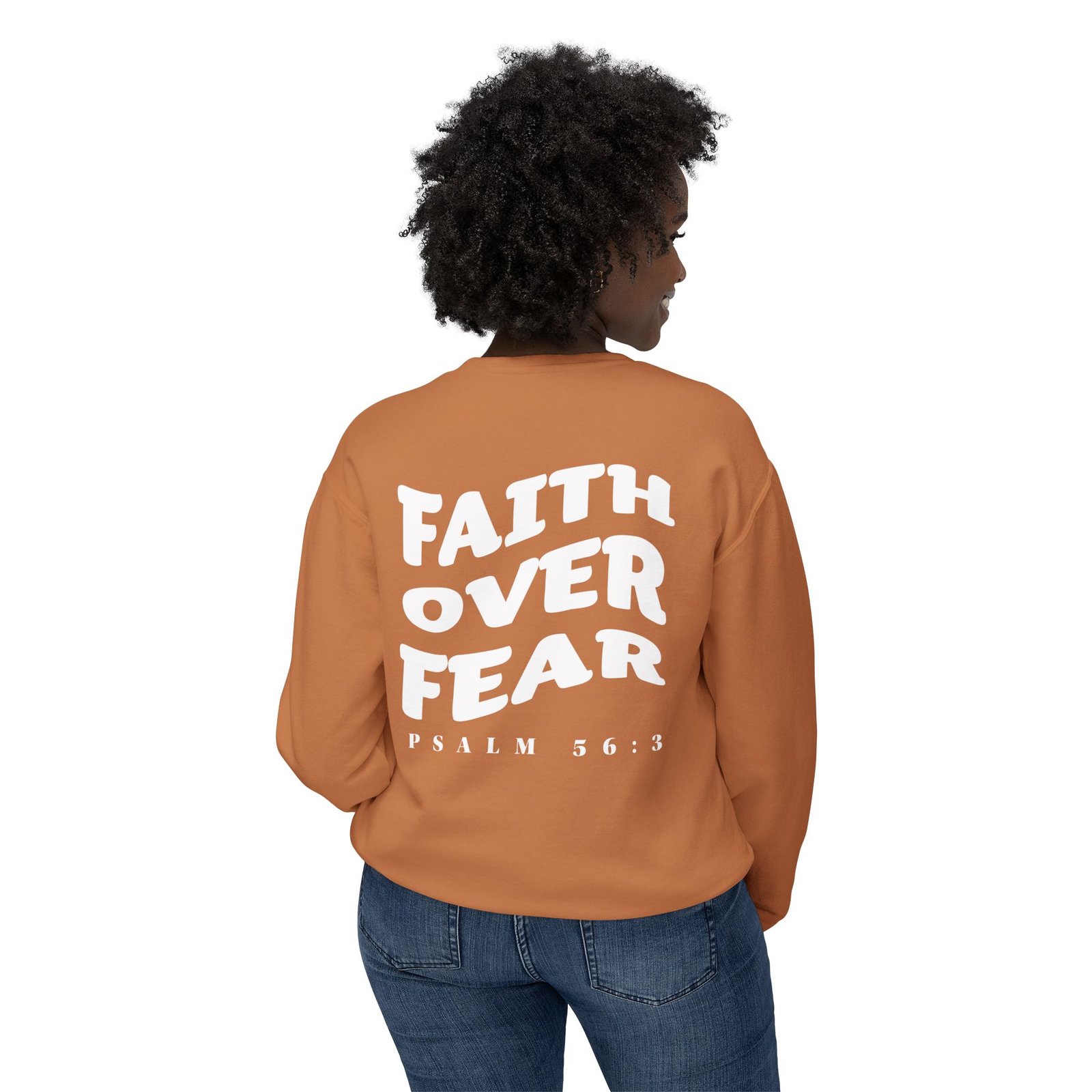 Faith Over Fear (Psalm 56:3) Warp Lightweight Crewneck Sweatshirt - Image 4