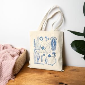 Virgin Mary-Fatima-Guadalupe-Lourdes-Miraculous Medal Cotton Canvas Tote Bag
