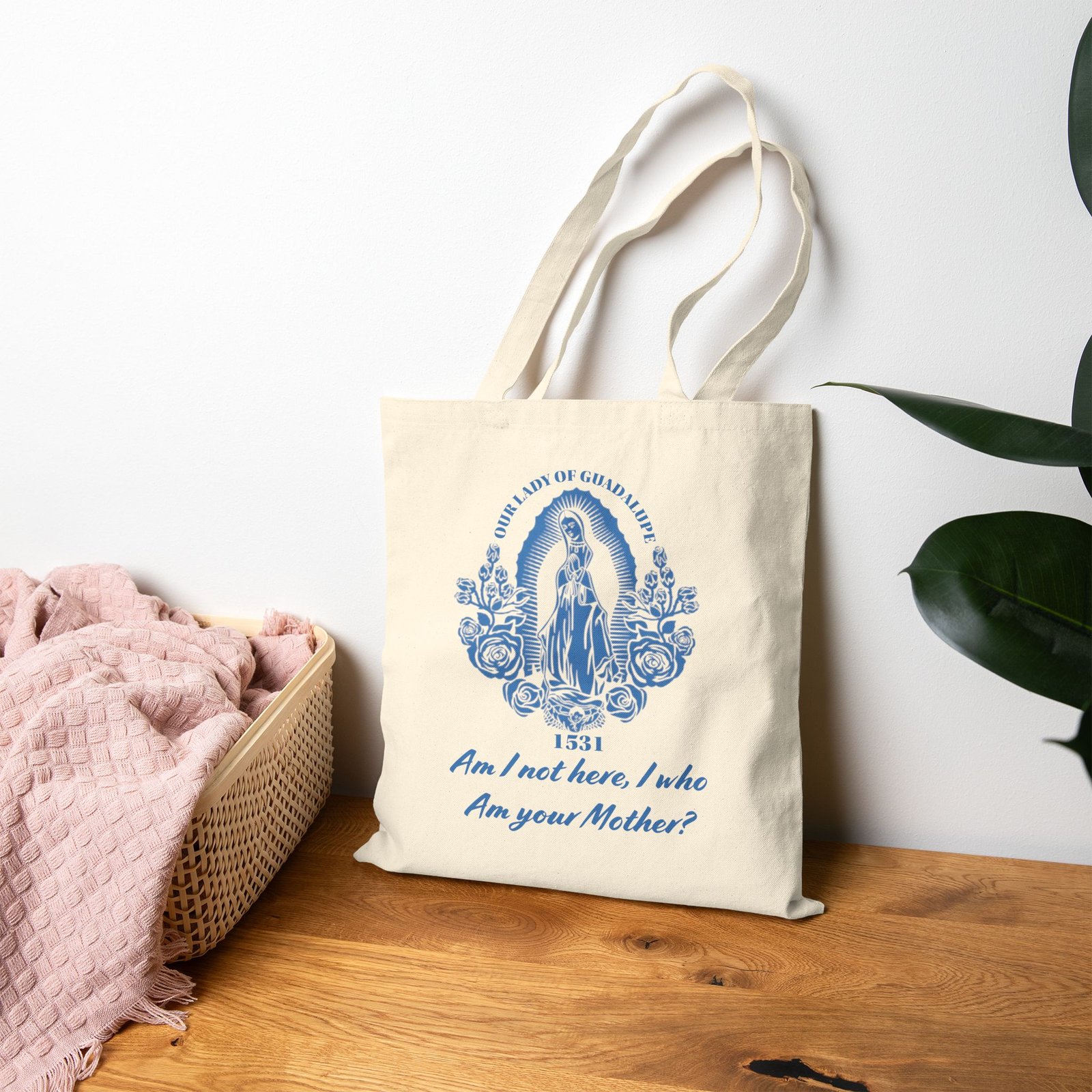 Virgin Mary Guadalupe Am I Not Here Who Am Your Mother Canvas Tote Bag - Image 3