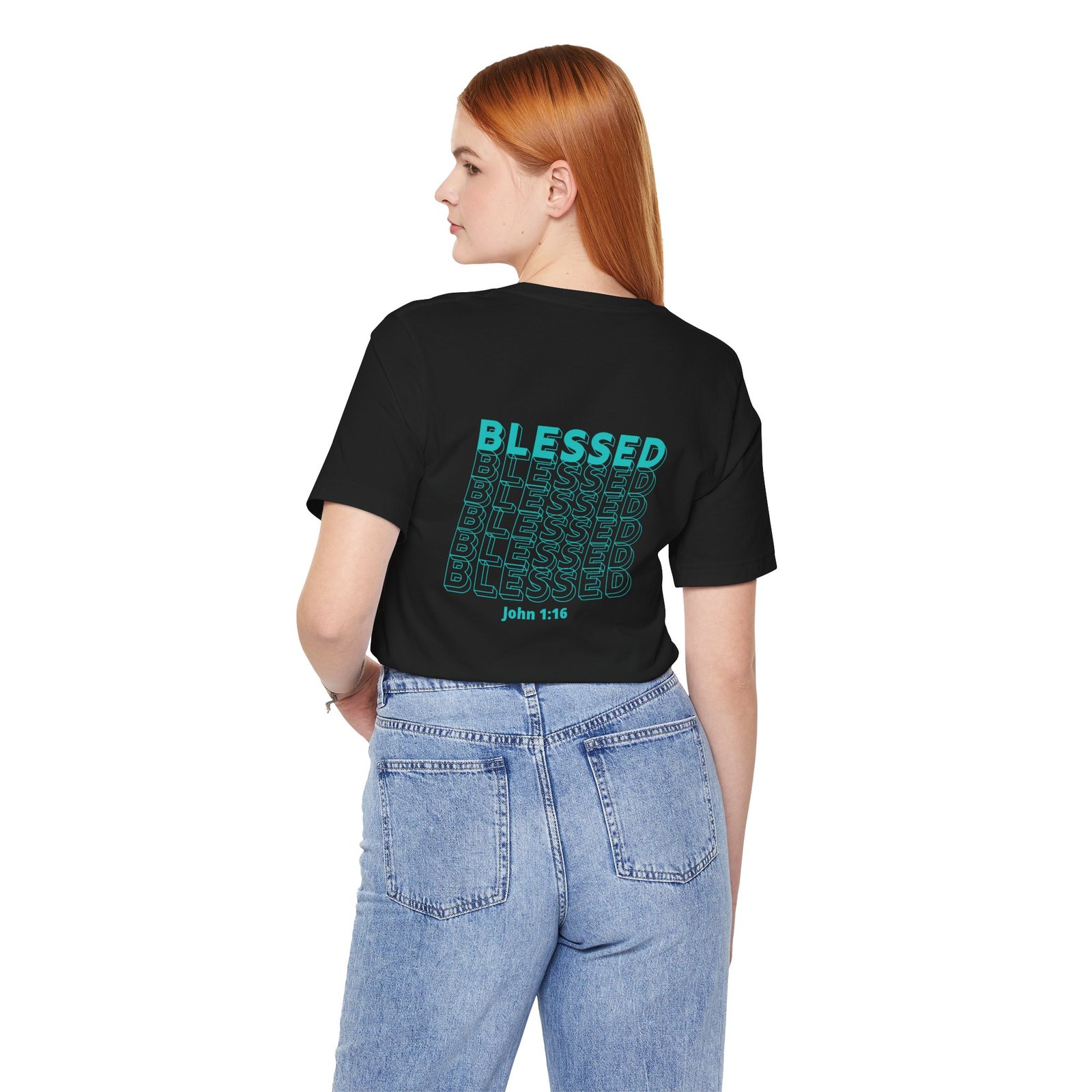 Blessed (John 1:16) Bold-Outline Front & Back T-shirt - Image 6
