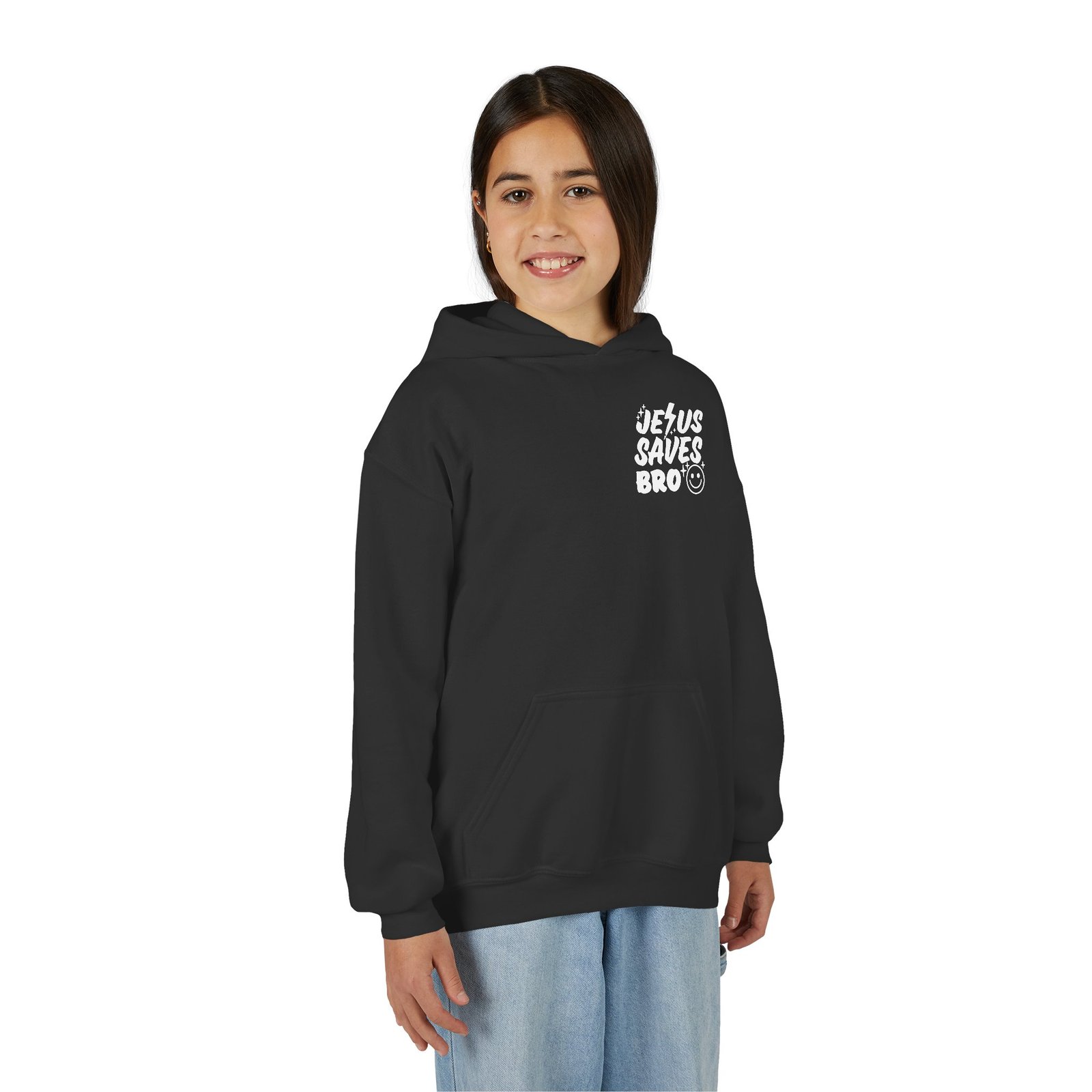 Jesus Saves Bro Youth Hoodie Sweatshirt - Image 6