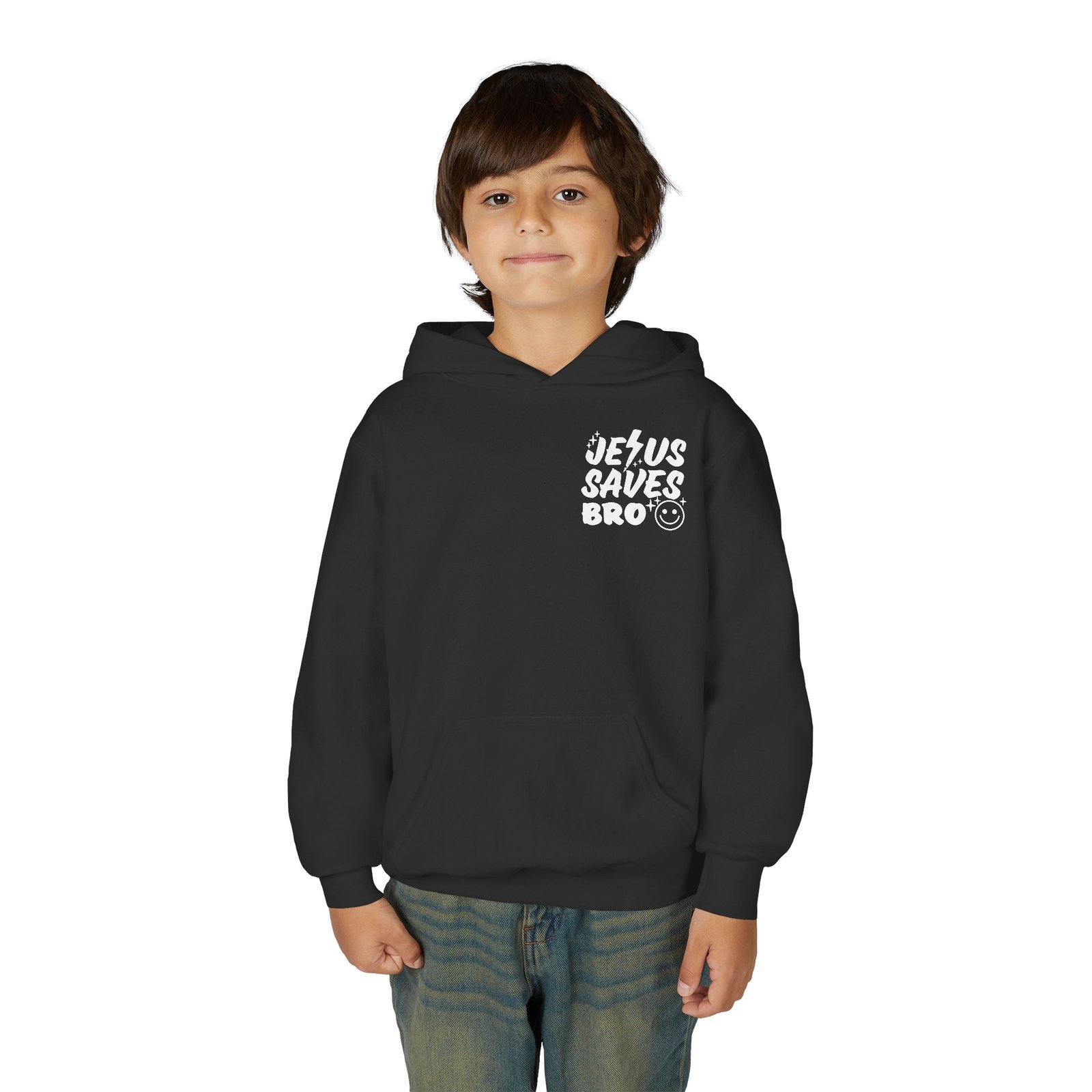 Jesus Saves Bro Youth Hoodie Sweatshirt - Image 3
