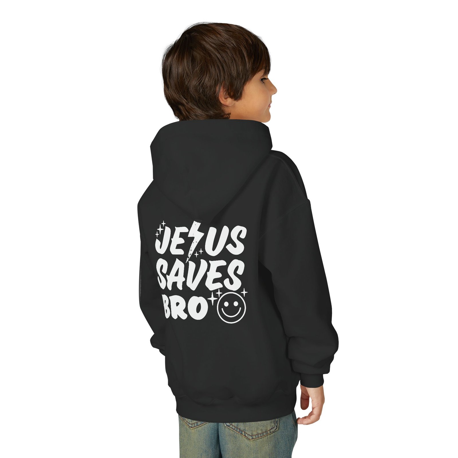 Jesus Saves Bro Youth Hoodie Sweatshirt - Image 4