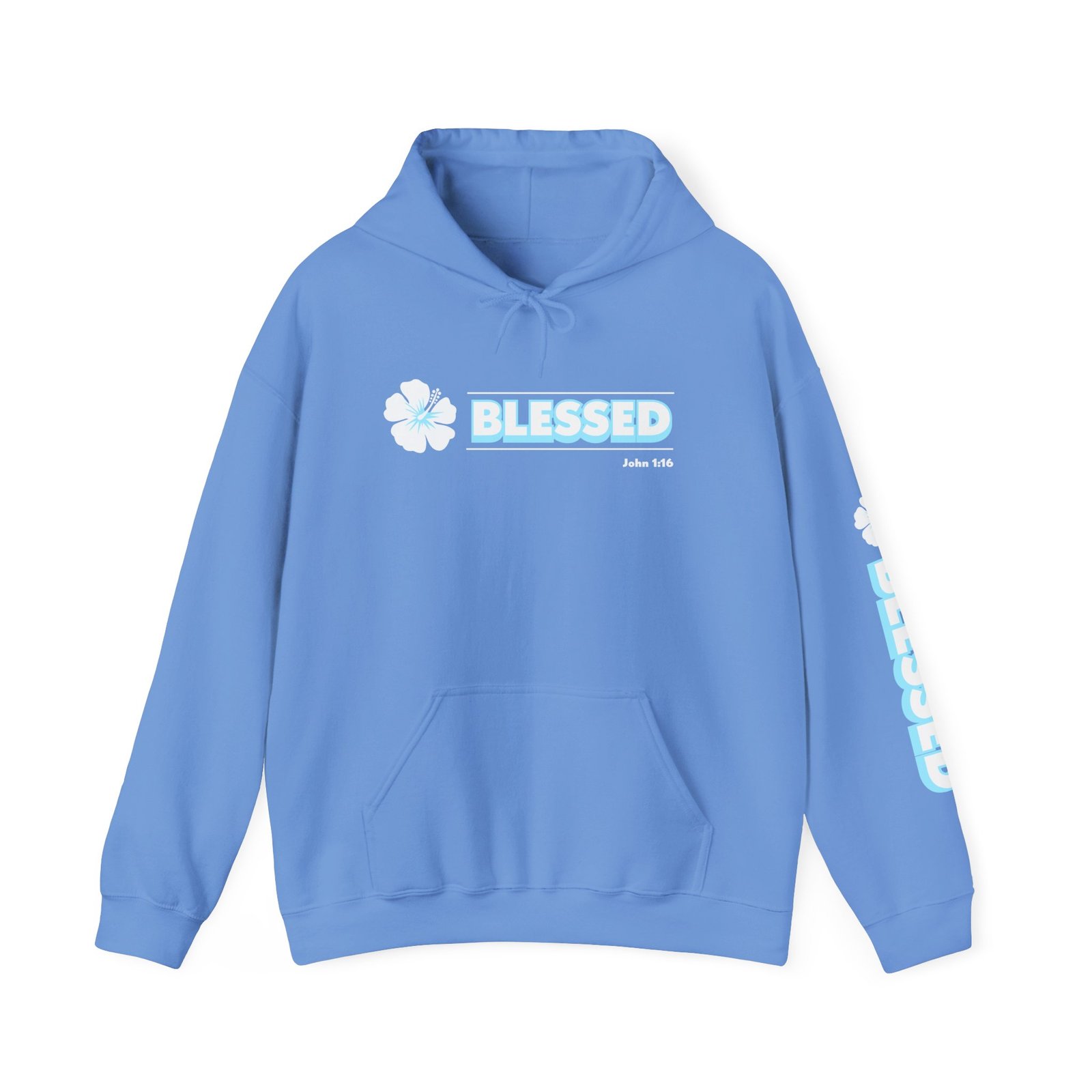 Blessed John 1:16 Hawaiian Flower Hoodie Sweatshirt - Image 6