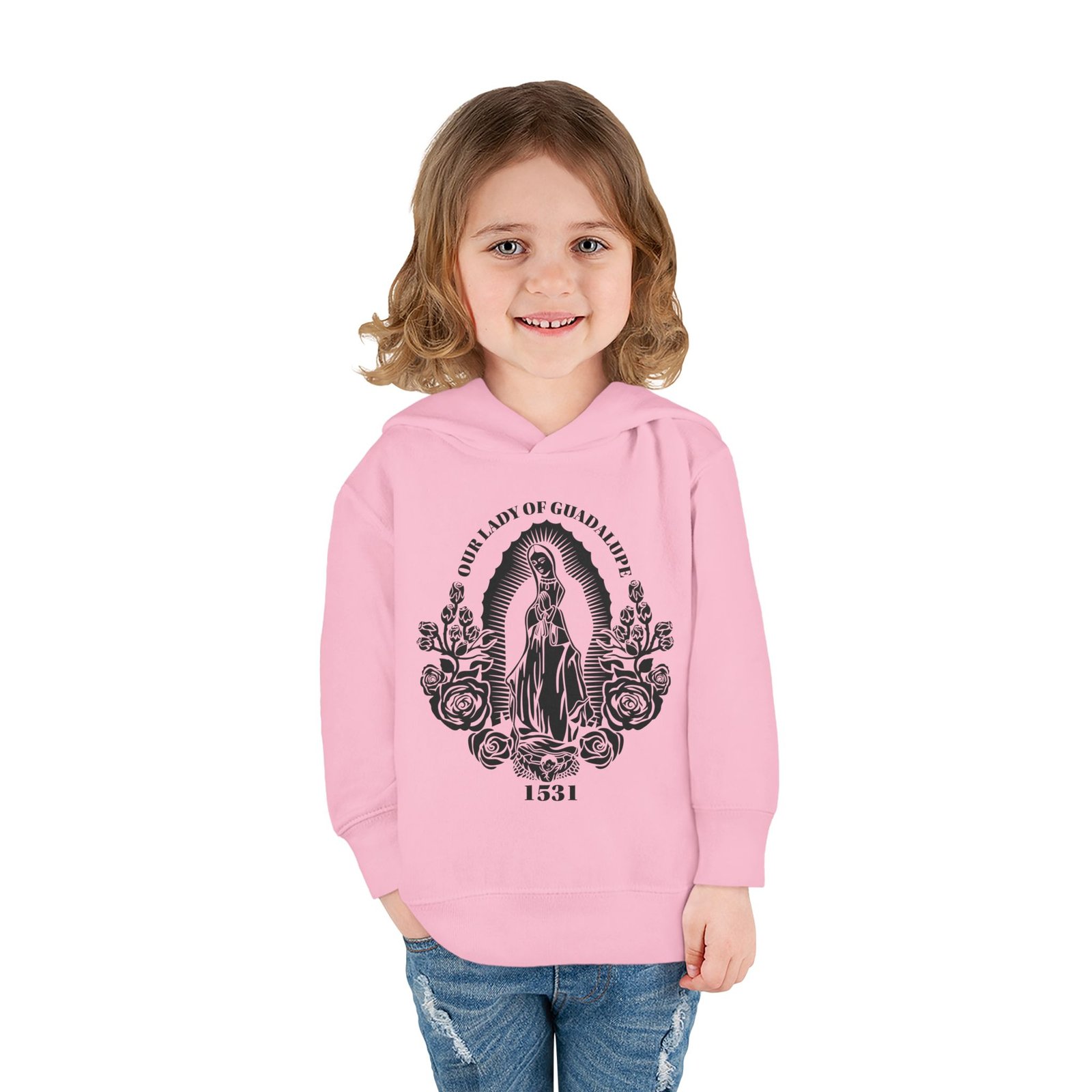 Our Lady of Guadalupe Toddler Pullover Fleece Hoodie - Image 6