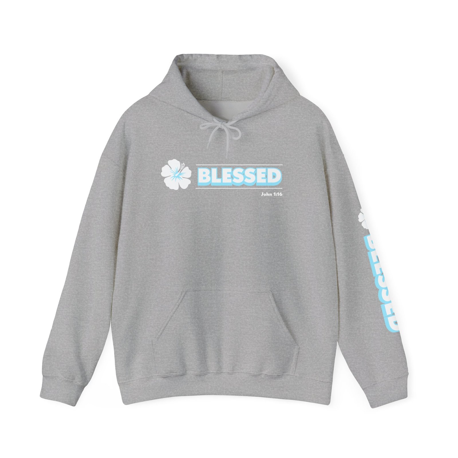 Blessed John 1:16 Hawaiian Flower Hoodie Sweatshirt - Image 2