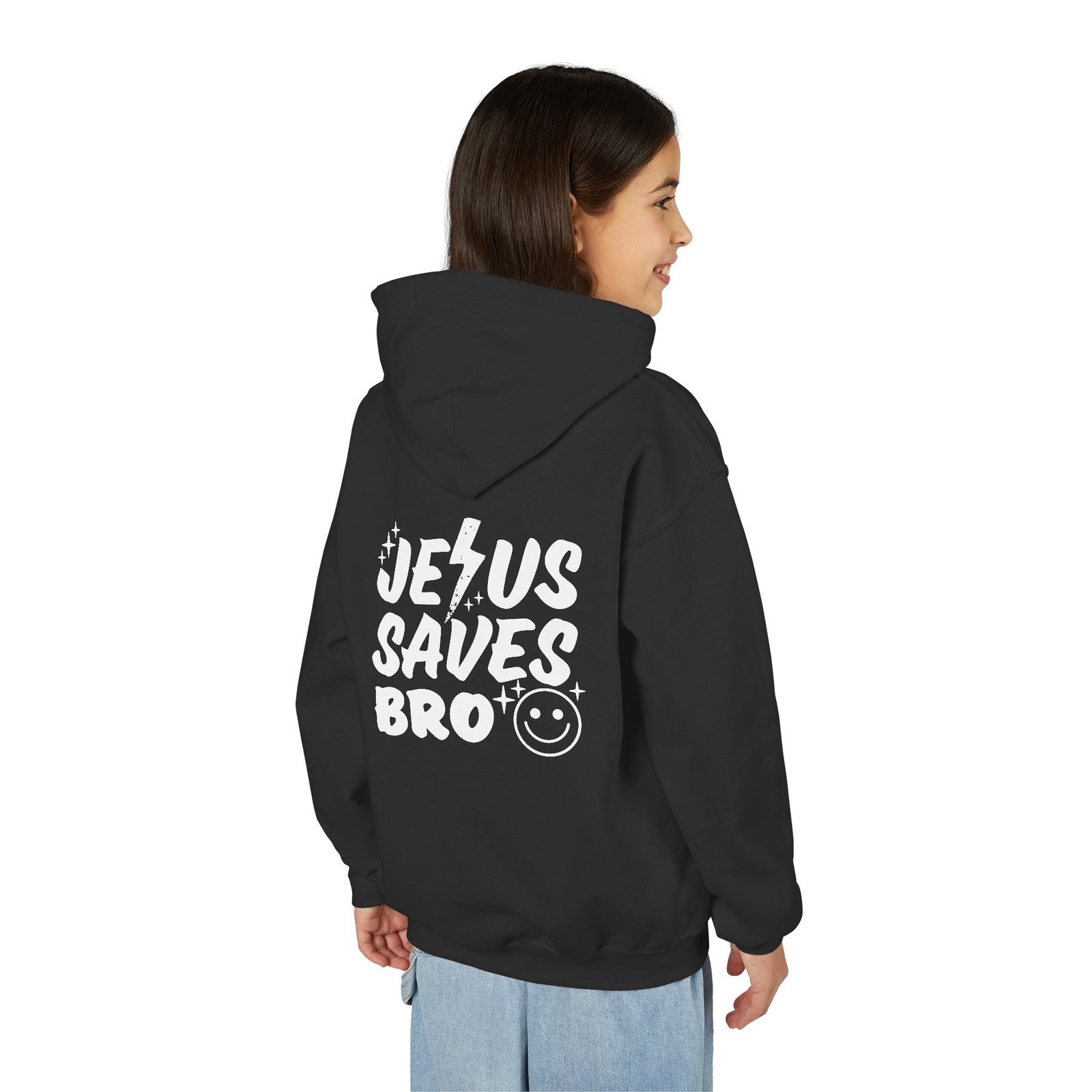 Jesus Saves Bro Youth Hoodie Sweatshirt - Image 5