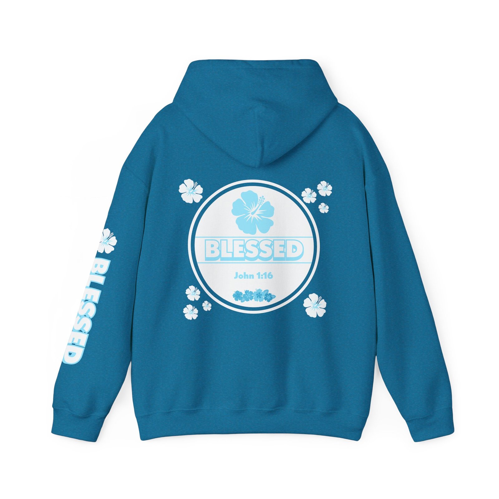 Blessed John 1:16 Hawaiian Flower Hoodie Sweatshirt - Image 9