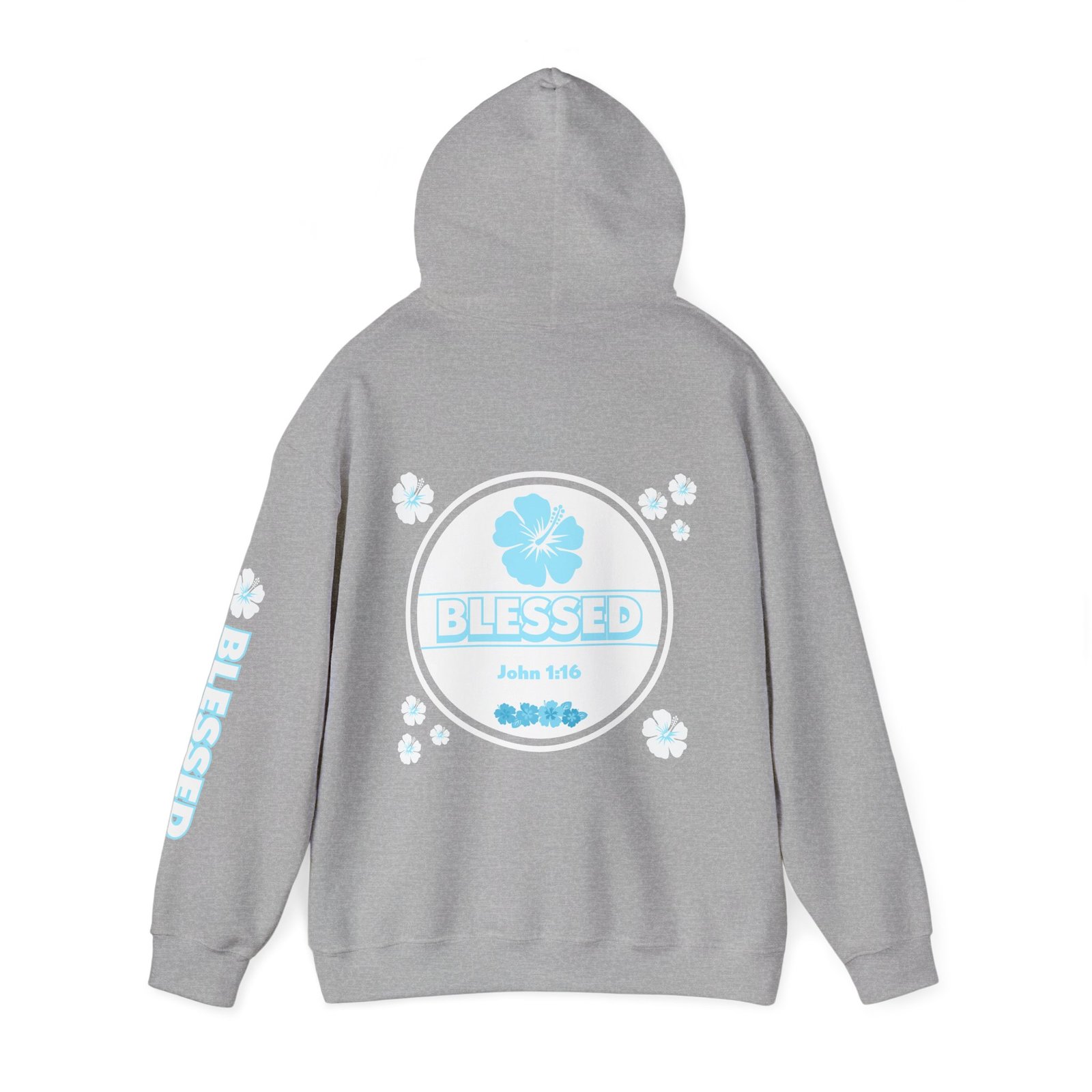 Blessed John 1:16 Hawaiian Flower Hoodie Sweatshirt - Image 3