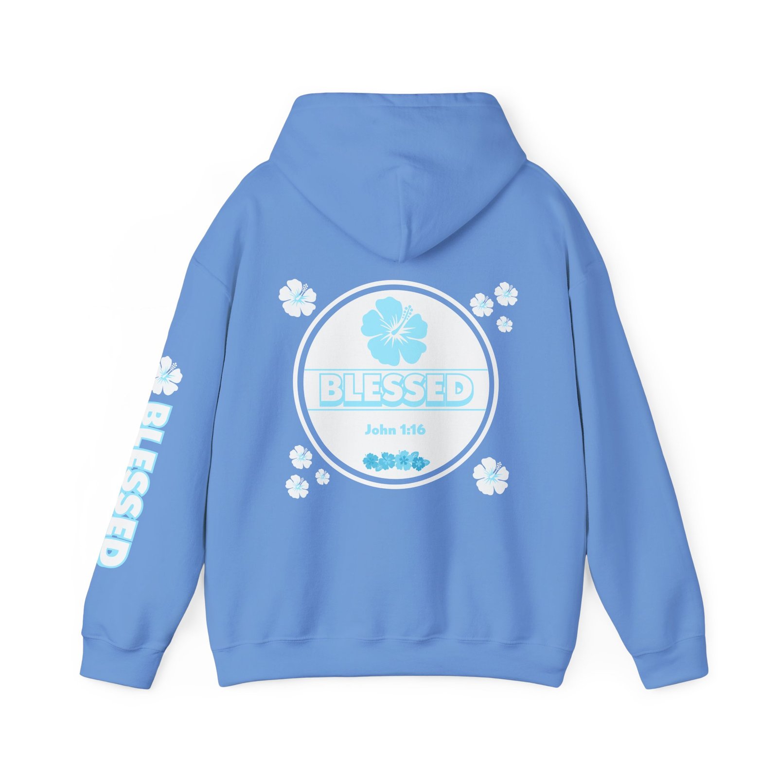Blessed John 1:16 Hawaiian Flower Hoodie Sweatshirt - Image 7