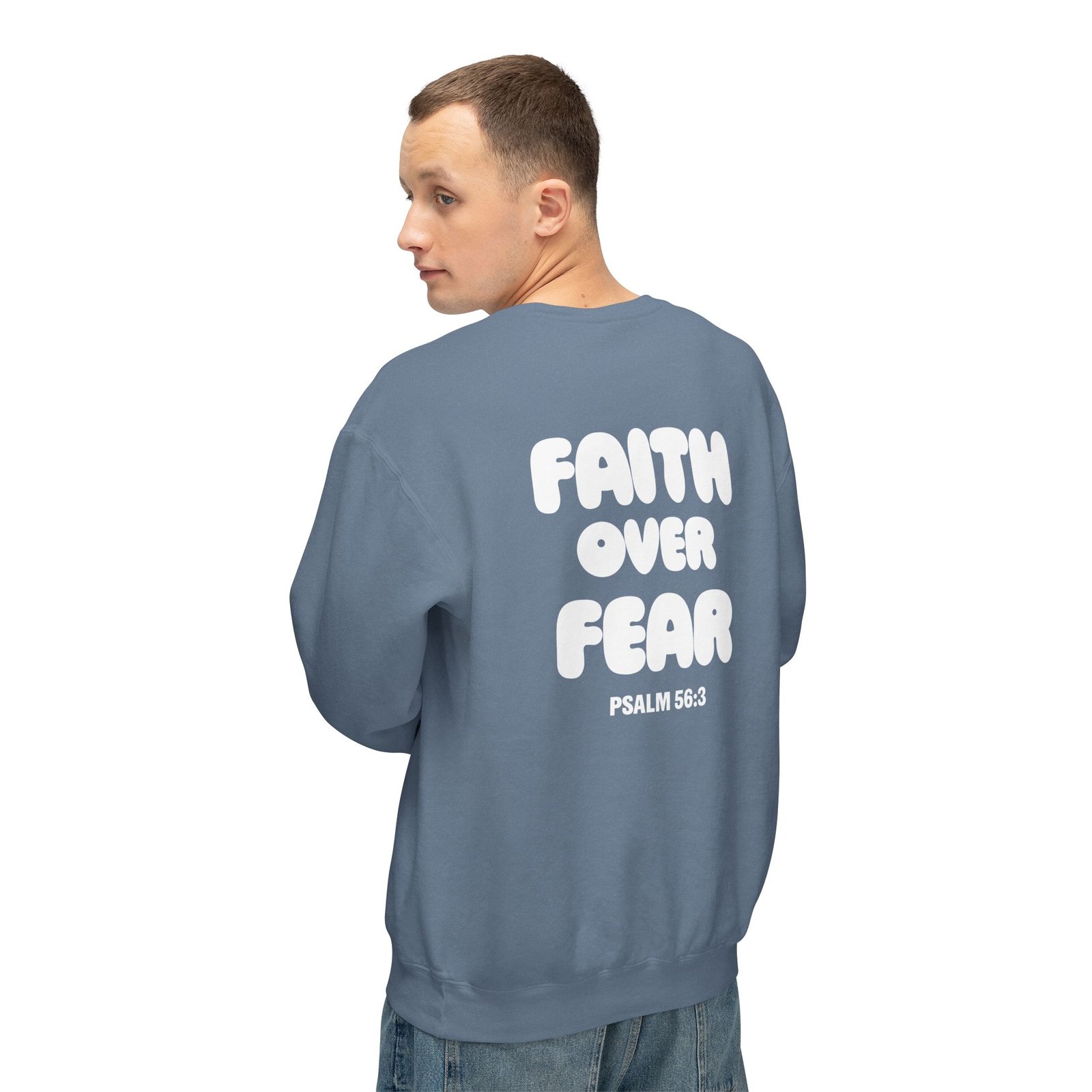 Faith Over Fear (Psalm 56:3) Bubbly Lightweight Crewneck Sweatshirt - Image 3