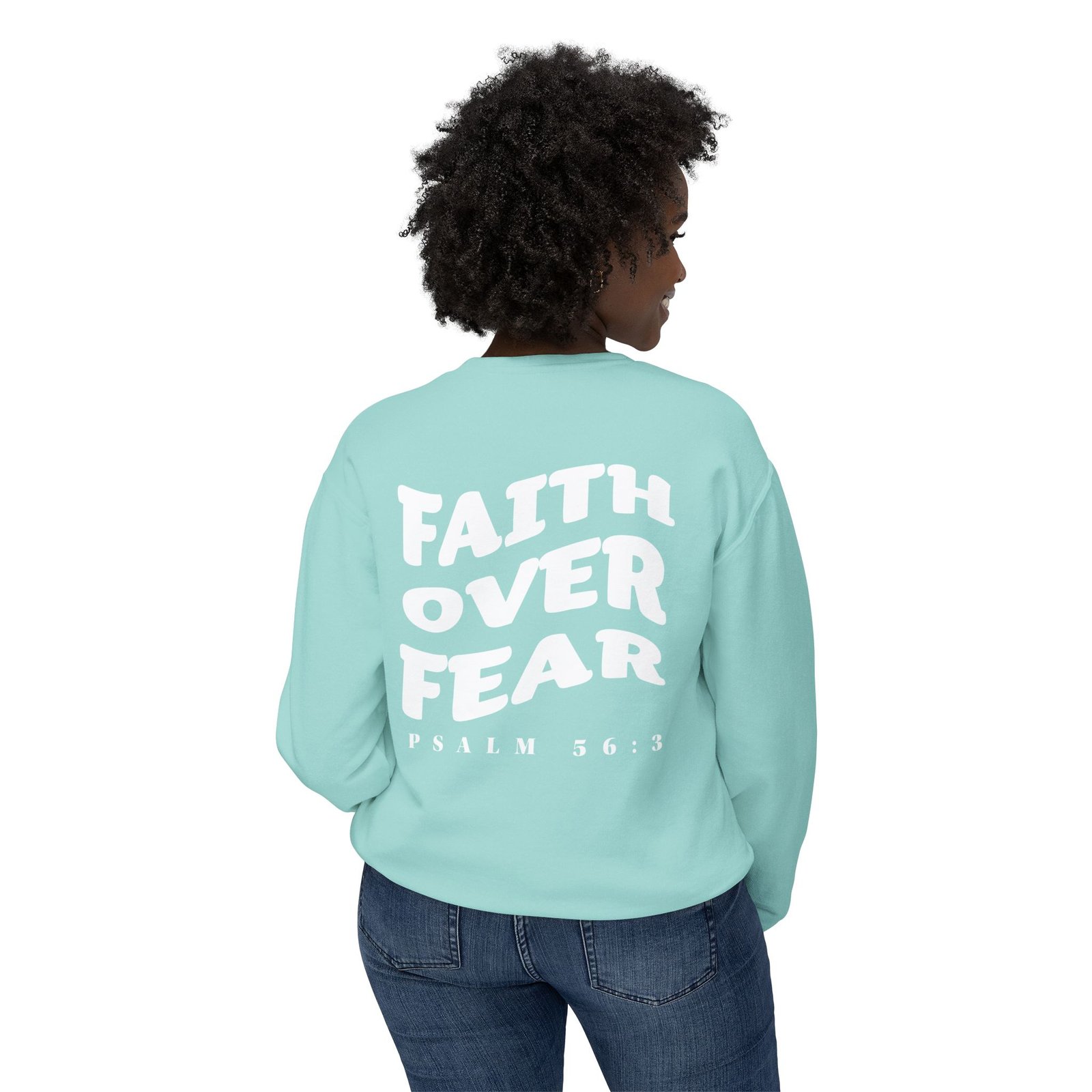 Faith Over Fear (Psalm 56:3) Warp Lightweight Crewneck Sweatshirt - Image 12