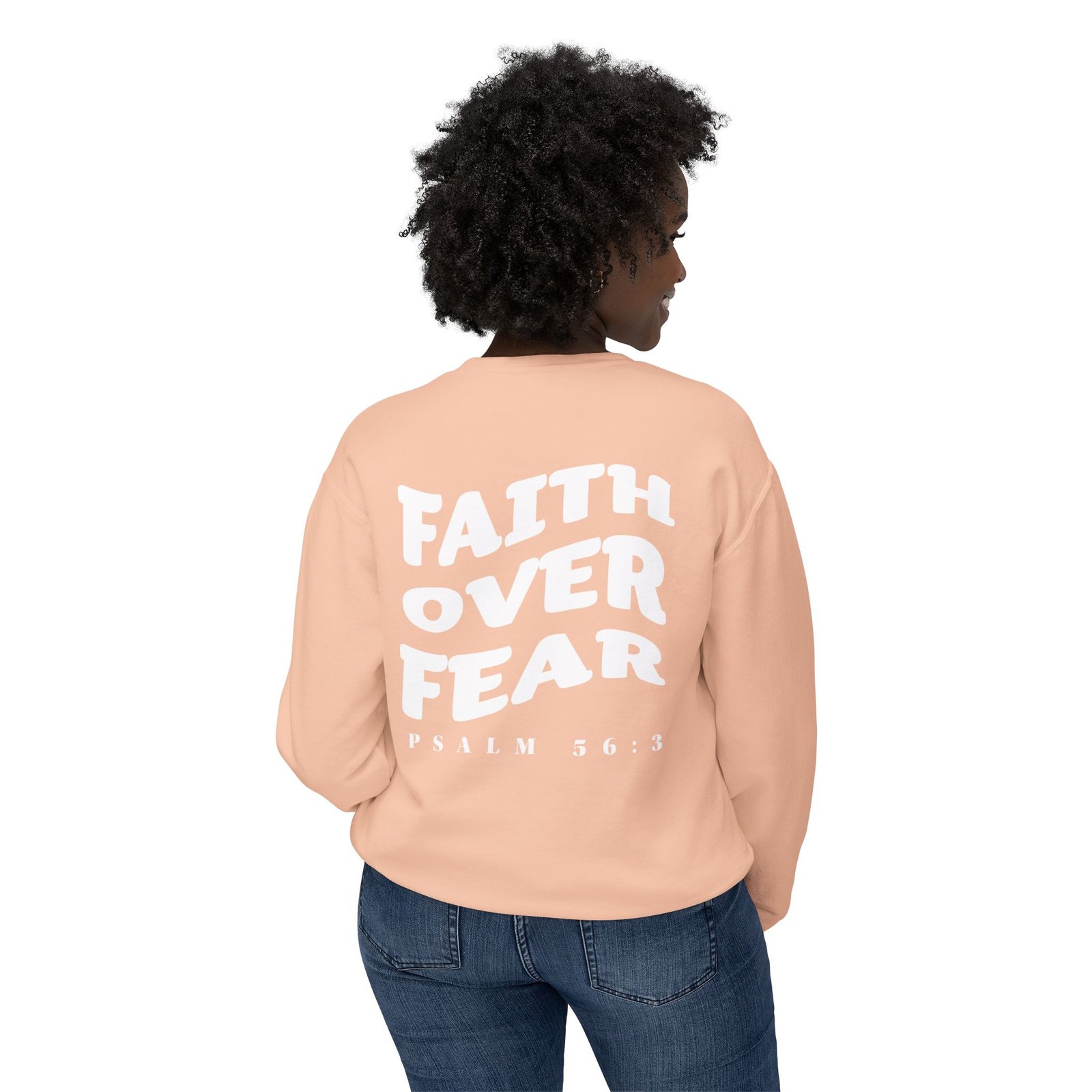 Faith Over Fear (Psalm 56:3) Warp Lightweight Crewneck Sweatshirt - Image 20