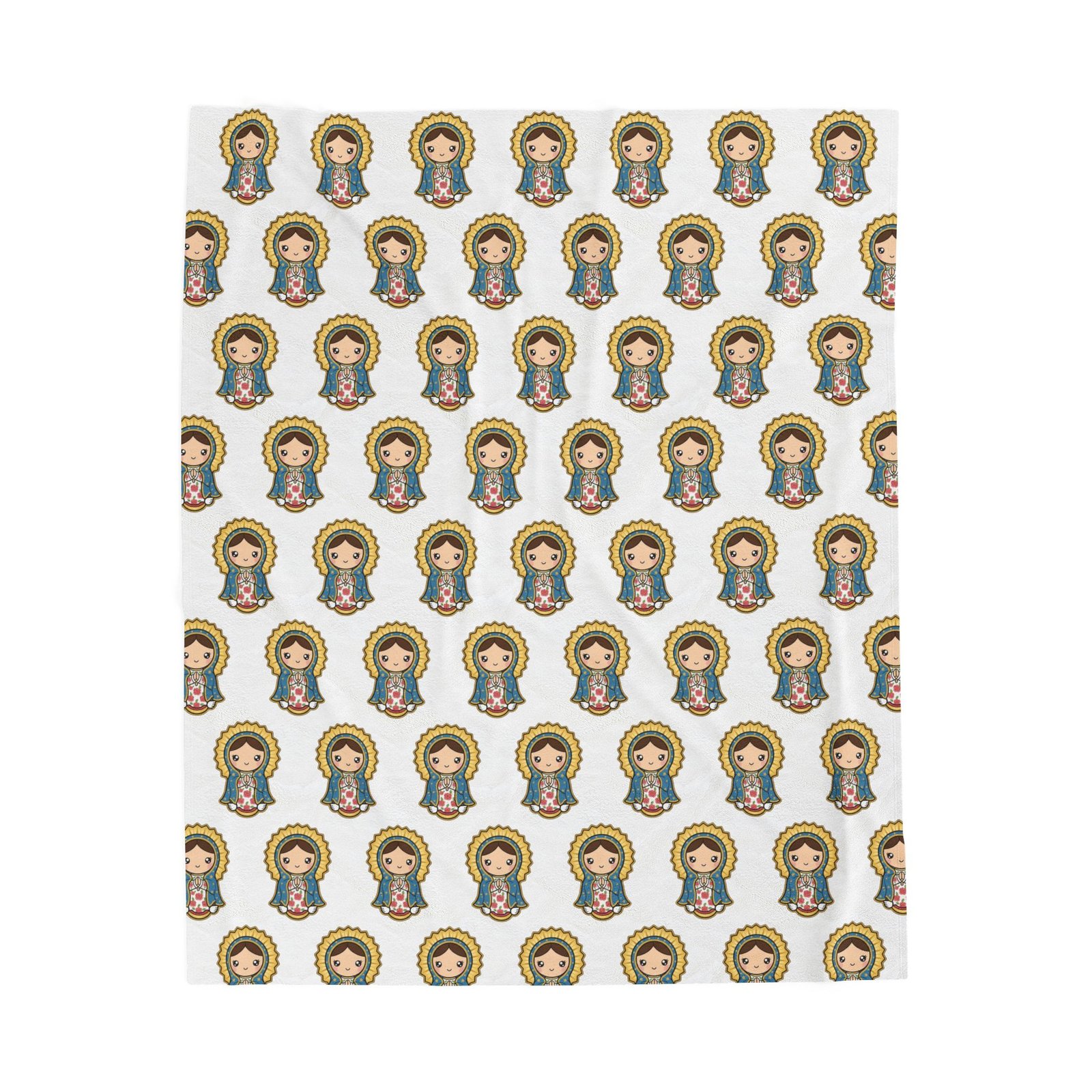 Virgencita de Guadalupe Girl Cartoon Pattern Plush Fleece Blanket