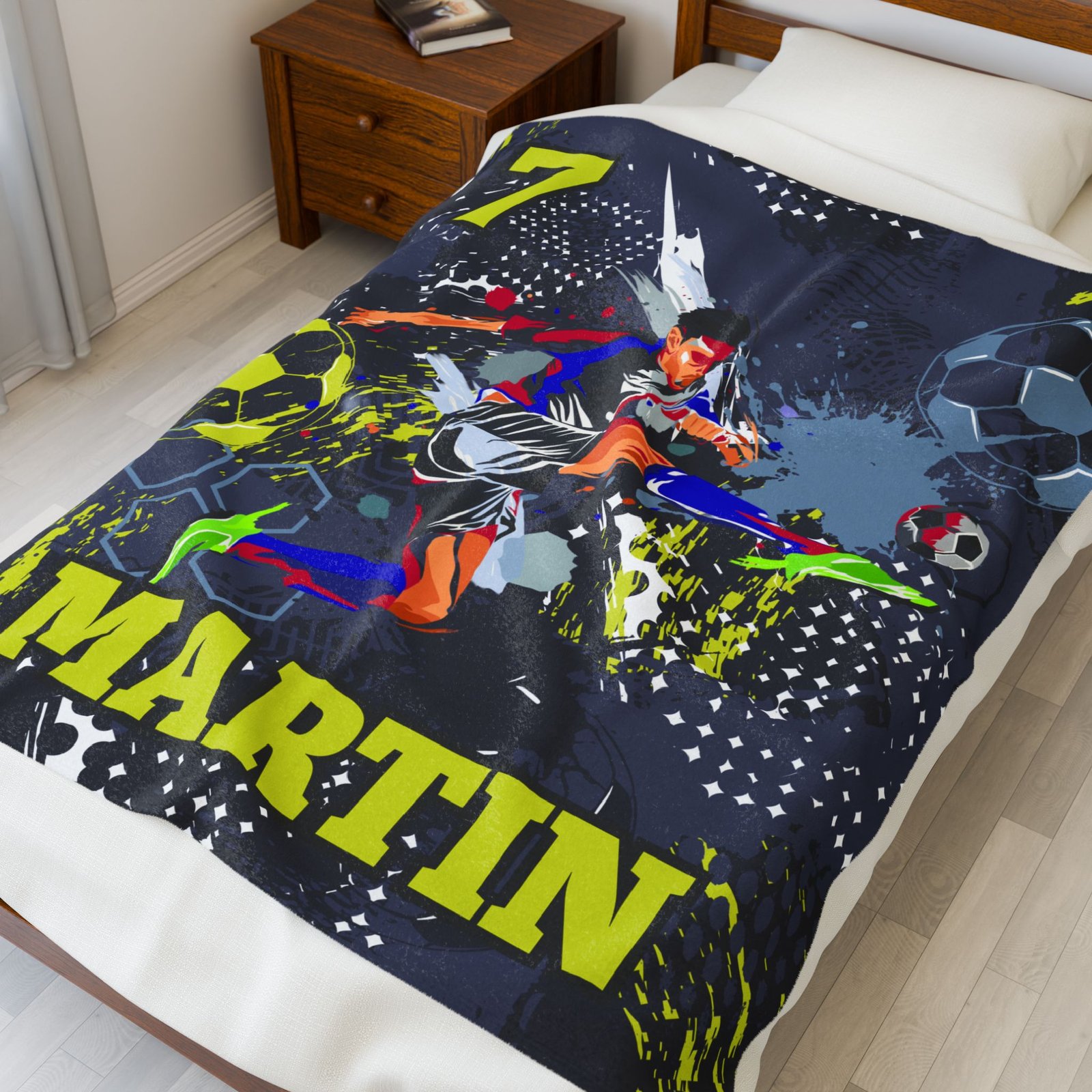 Soccer Blanket for Boys Personalized Plush Fleece Throw Blanket - Image 2