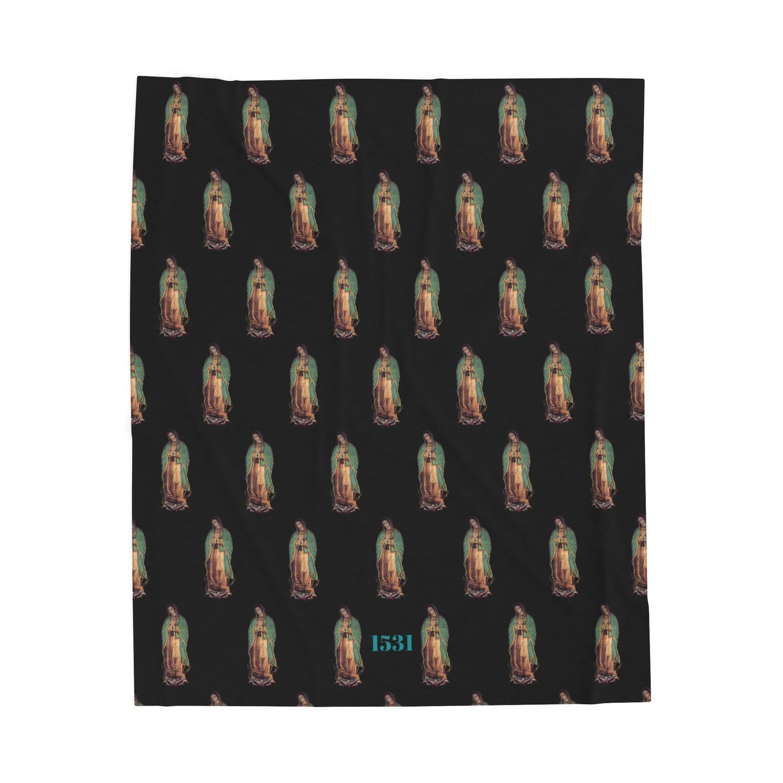 Our Lady of Guadalupe Original Image Plush Fleece Black Blanket